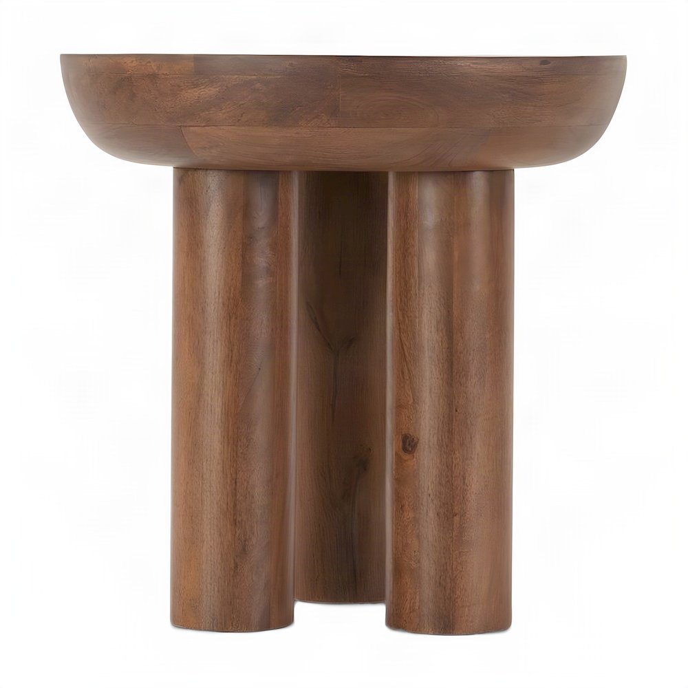 Acacia Wood Side Table and End Table with Japandi-Style Finish, Brown