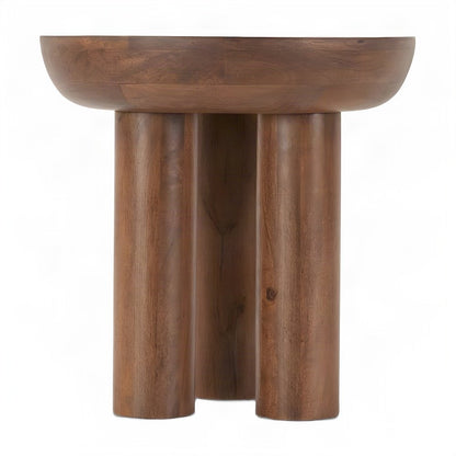 Acacia Wood Side Table and End Table with Japandi-Style Finish, Brown
