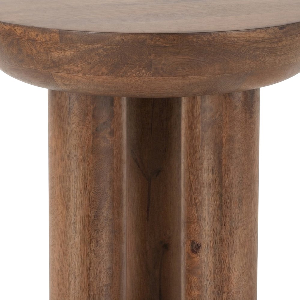 Acacia Wood Side Table and End Table with Japandi-Style Finish, Brown
