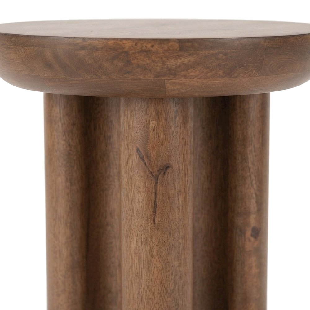 Acacia Wood Side Table and End Table with Japandi-Style Finish, Brown