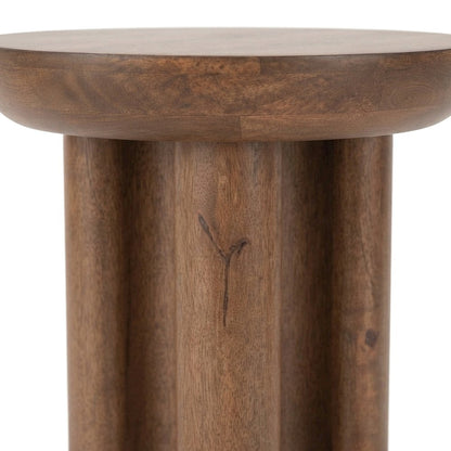 Acacia Wood Side Table and End Table with Japandi-Style Finish, Brown