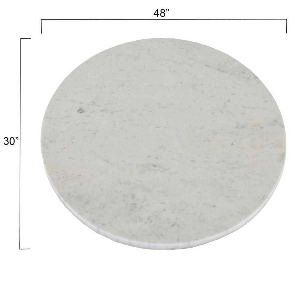 Palm Desert 48-Inch Round White Marble Dining Table with Pedestal Base