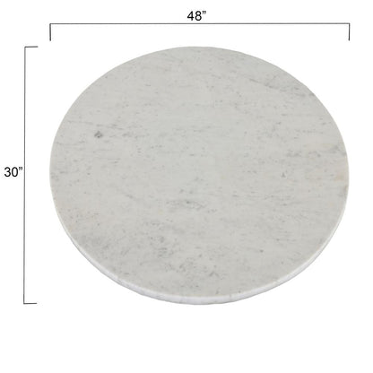 Palm Desert 48-Inch Round White Marble Dining Table with Pedestal Base