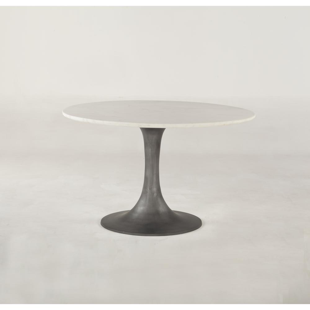 Palm Desert 48-Inch Round White Marble Dining Table with Pedestal Base