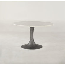 Palm Desert 48-Inch Round White Marble Dining Table with Pedestal Base