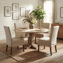 Mango Wood Round Dining Table with Solid Wood Kitchen Table Base, Light Brown