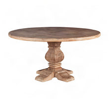 Mango Wood Round Dining Table with Solid Wood Kitchen Table Base, Light Brown