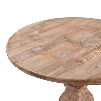 Mango Wood Round Dining Table with Solid Wood Kitchen Table Base, Light Brown