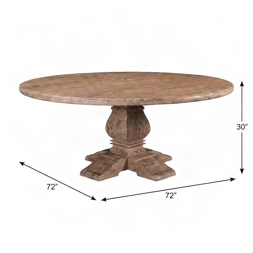 Mango Wood Round Dining Table, Seats 8, Kitchen or Dining Room, Light Brown