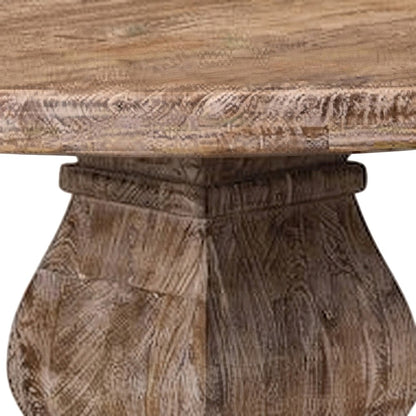 Mango Wood Round Dining Table, Seats 8, Kitchen or Dining Room, Light Brown