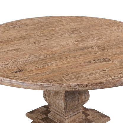 Mango Wood Round Dining Table, Seats 8, Kitchen or Dining Room, Light Brown