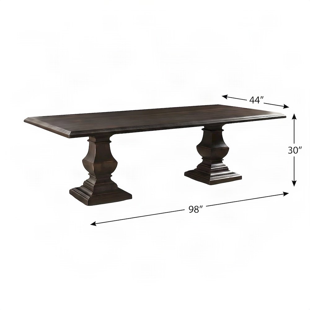 Mango Wood Farmhouse Dining Table with Vintage-Finish Tabletop, Dark Brown