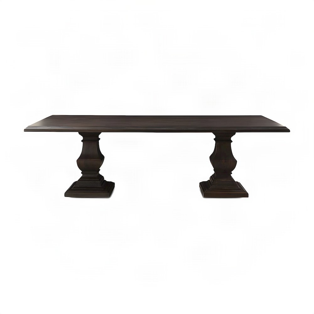 Mango Wood Farmhouse Dining Table with Vintage-Finish Tabletop, Dark Brown