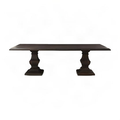 Mango Wood Farmhouse Dining Table with Vintage-Finish Tabletop, Dark Brown