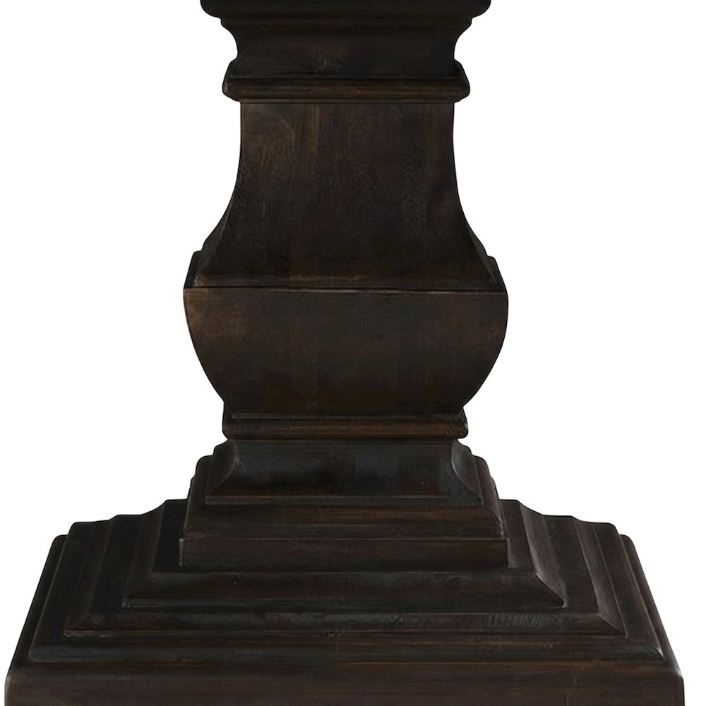 Mango Wood Round Dining and Kitchen Table with Vintage-Finish Top, Dark Brown
