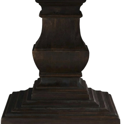 Mango Wood Round Dining and Kitchen Table with Vintage-Finish Top, Dark Brown