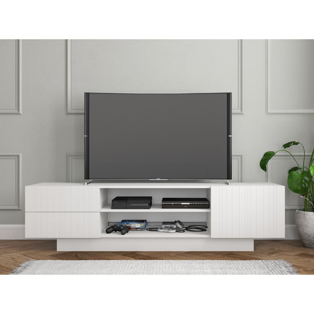 72-Inch Tv Stand With 2-Drawers And Cabinet, White