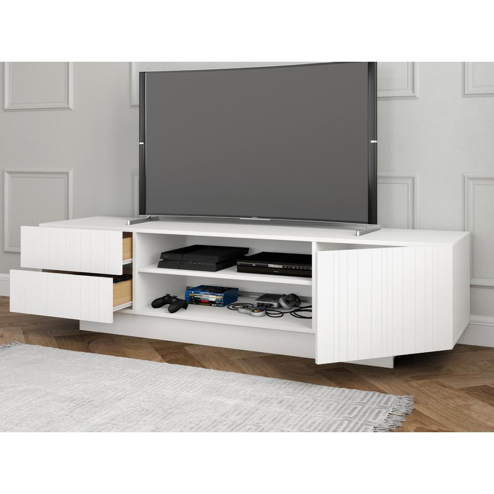 72-Inch Tv Stand With 2-Drawers And Cabinet, White