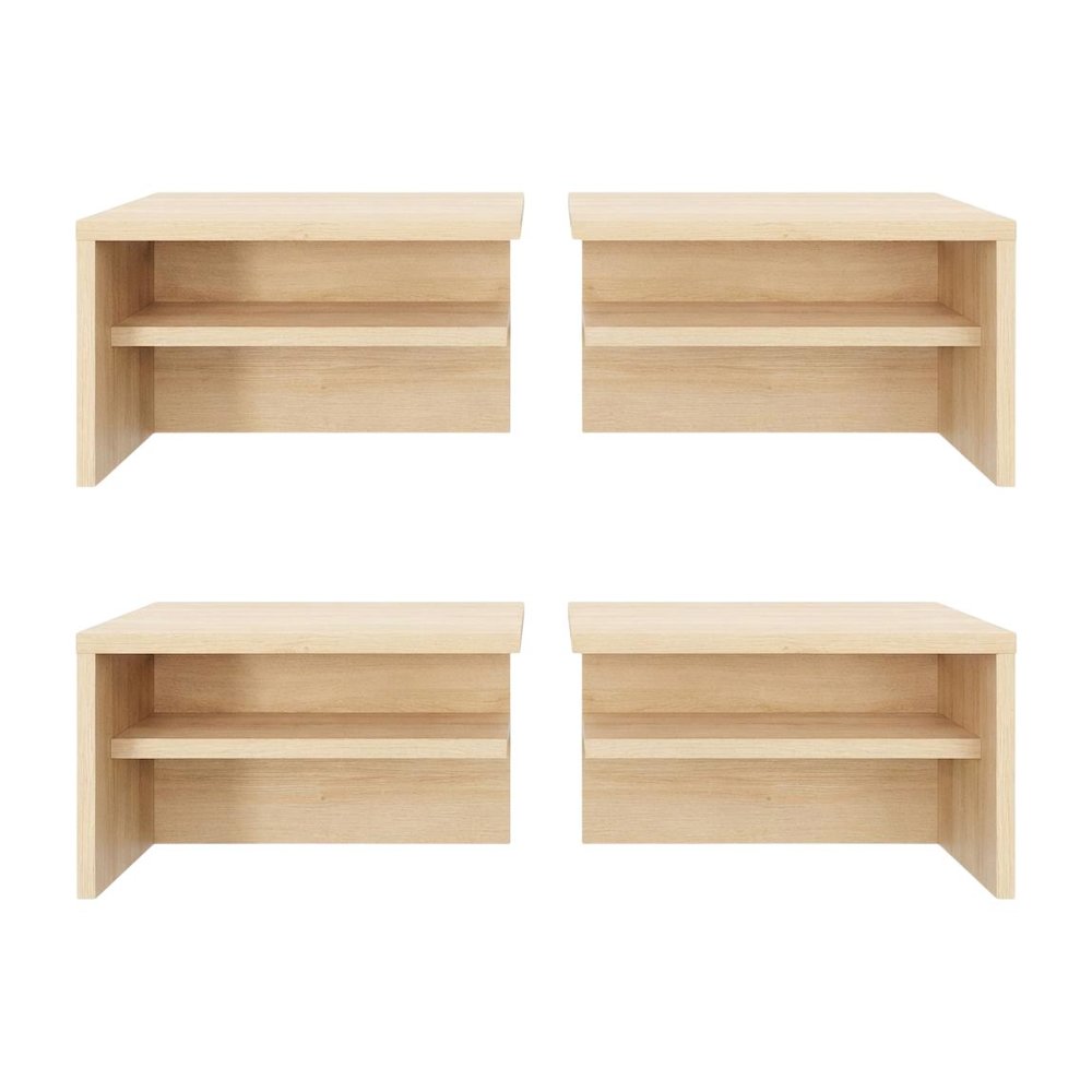 Blonde Oak Nightstands, Set of 2 with Modern Design