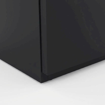 Black Nightstand with 1-Drawer, Folding Door, Modern Design for Bedroom Storage