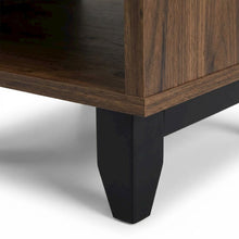 Black Nightstand with Folding Door and Rustic Style, Matte Black Lacquer Finish