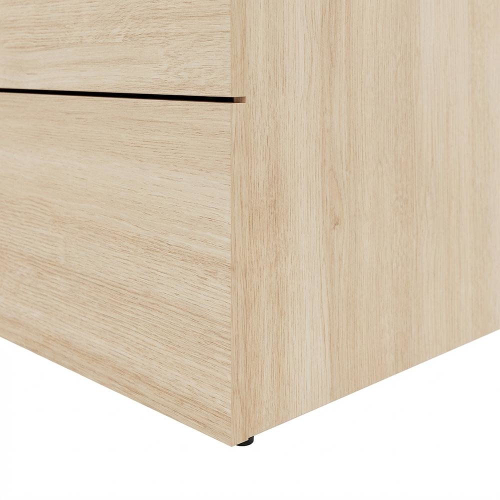 Brown Modern Nightstand, Two Drawers, Sleek Melamine Finish, Contemporary Style