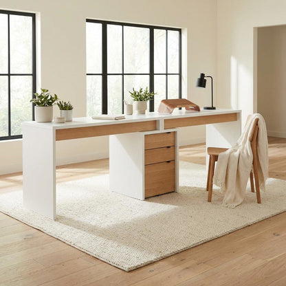 White 3-Piece Home Office Set With Multi-Purpose Storage And Desks