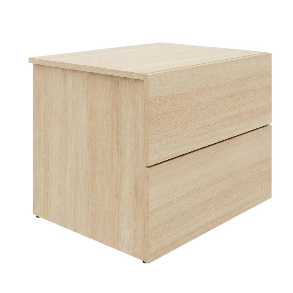 Brown Modern Nightstand, Two Drawers, Sleek Melamine Finish, Contemporary Style