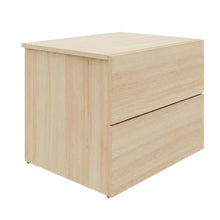 Brown Modern Nightstand, Two Drawers, Sleek Melamine Finish, Contemporary Style