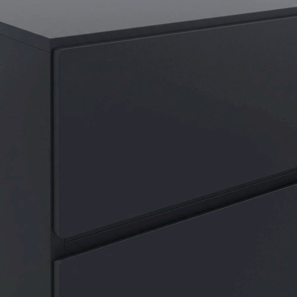 Black Nightstand with 1-Drawer, Folding Door, Modern Design for Bedroom Storage