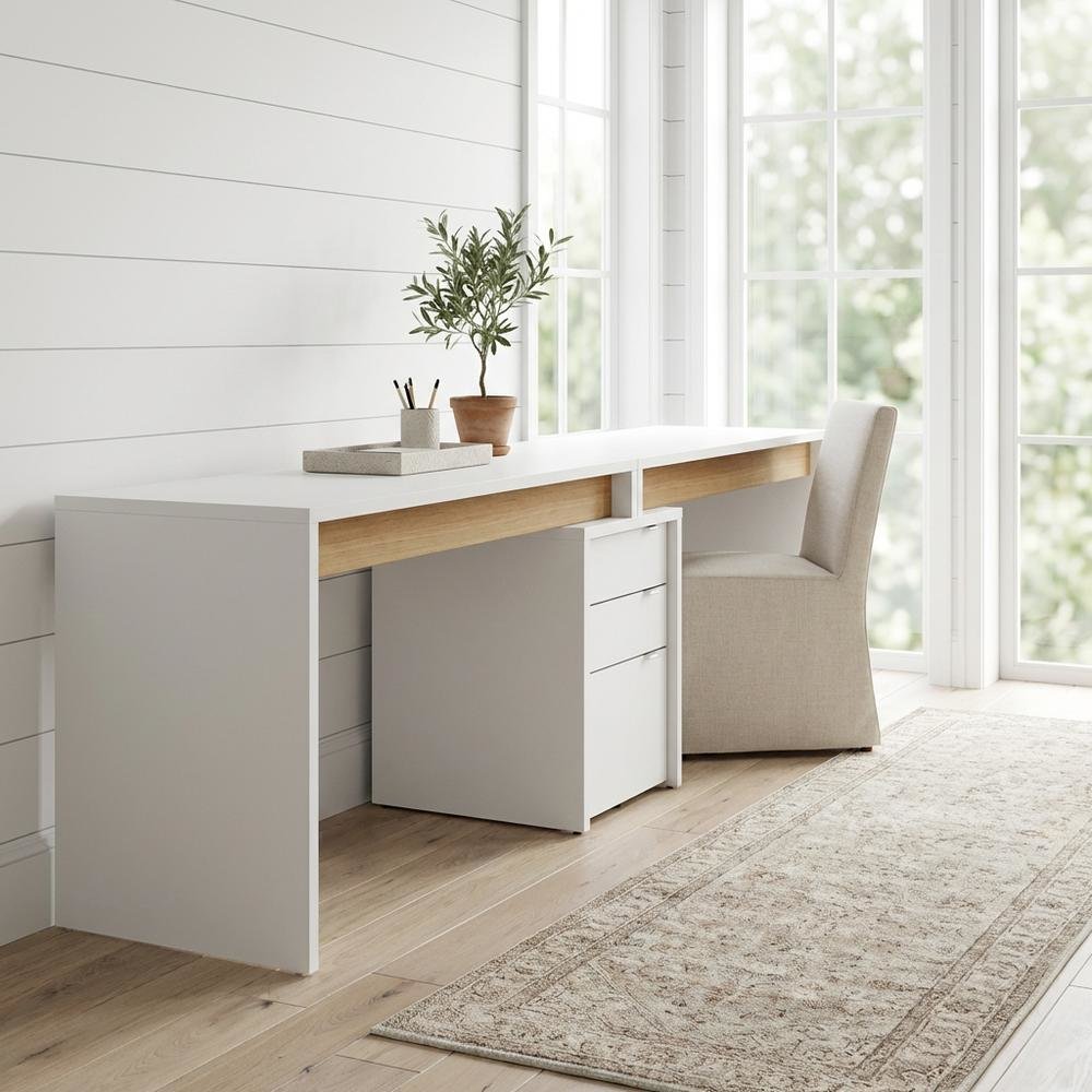 White 3-Piece Home Office Set With Multi-Purpose Desks And Storage Solutions