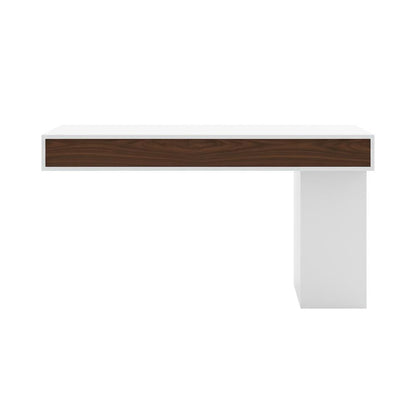 Reversible Desk Panel For Home Office, White And Walnut Finish, Modern Style