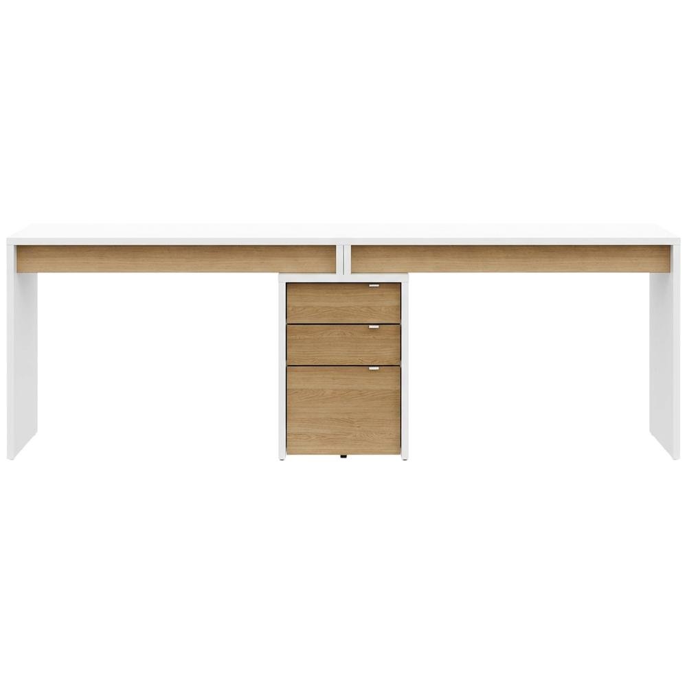 White 3-Piece Home Office Set With Multi-Purpose Storage And Desks
