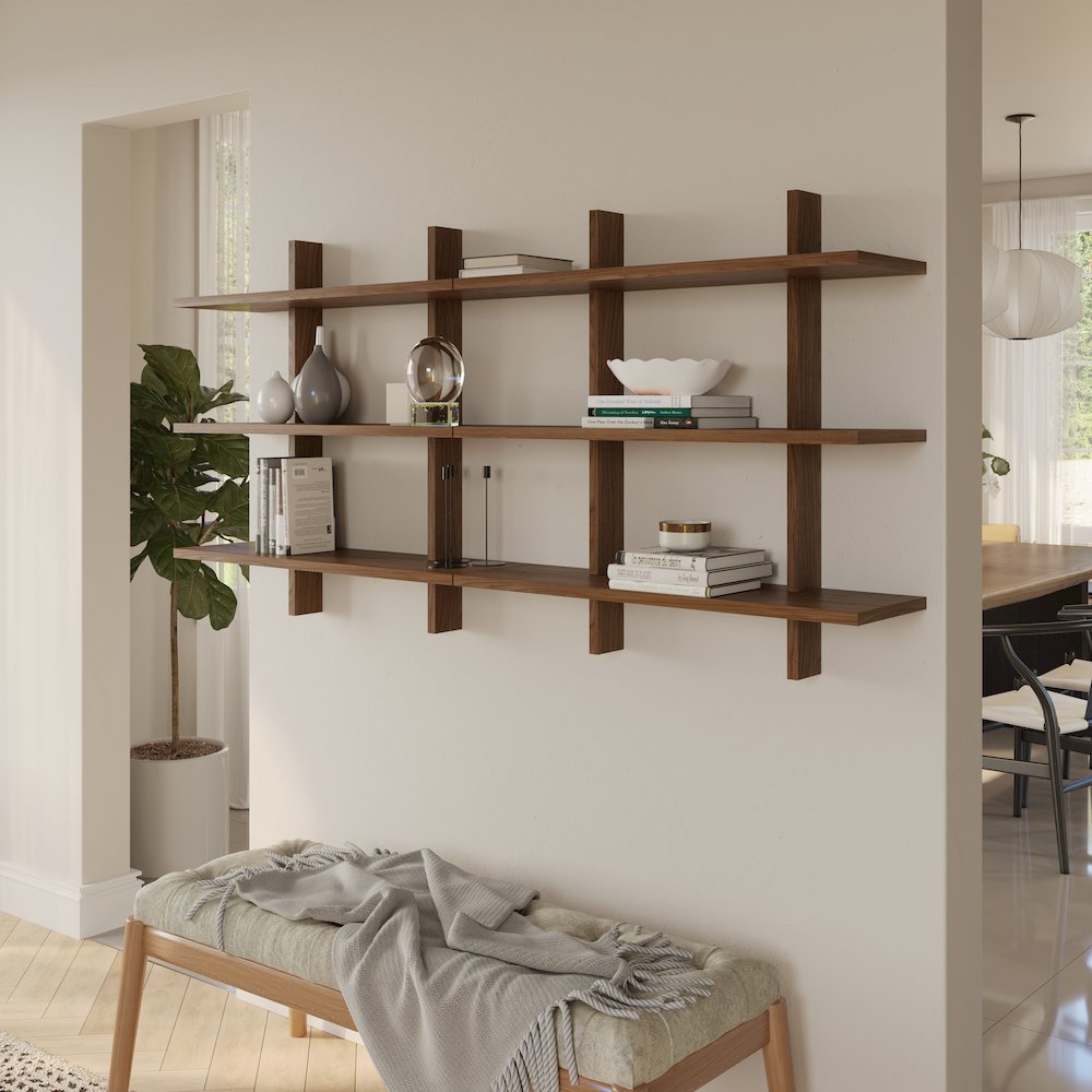 Modular wall shelving system