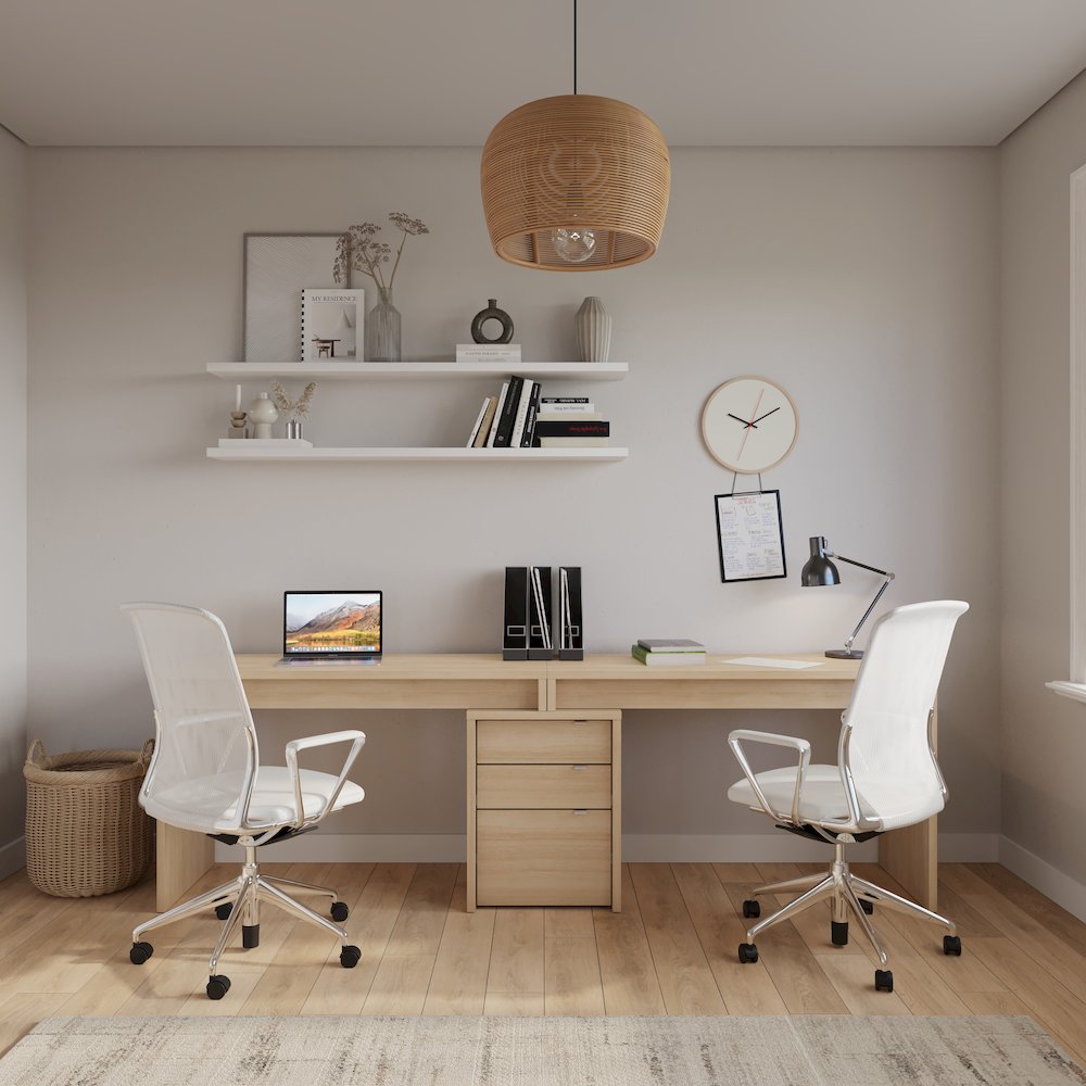 Reversible Desk Panel For Home Office, Natural Blonde Oak