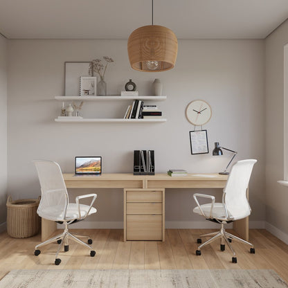 Reversible Desk Panel For Home Office, Natural Blonde Oak