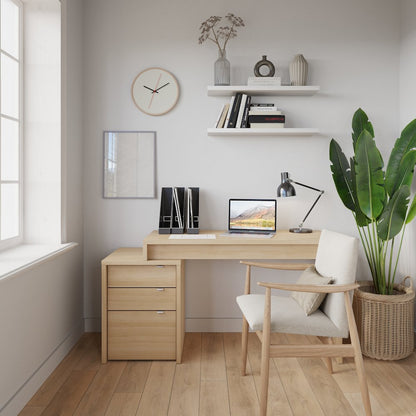 Reversible Desk Panel For Home Office, Natural Blonde Oak