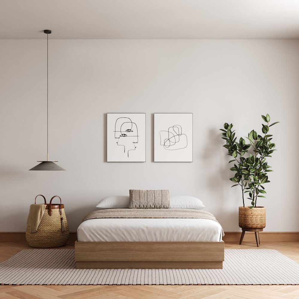 Milano Platform Bed Frame In Brown Oak