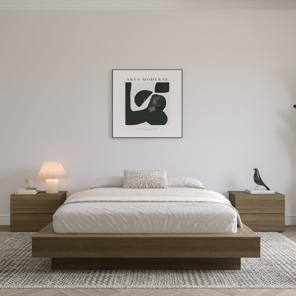 Marconi Platform Bed Frame In Brown Oak