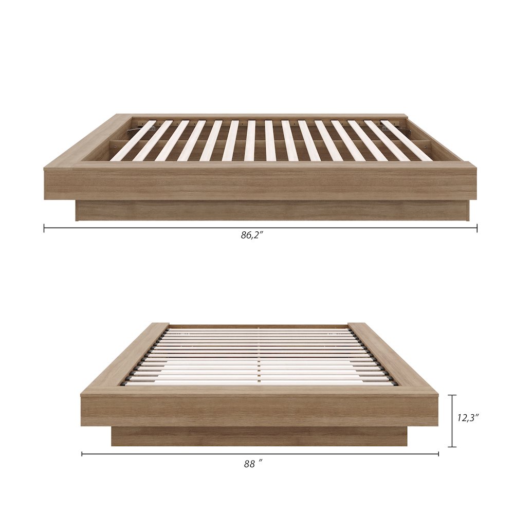 Marconi Platform Bed Frame In Brown Oak