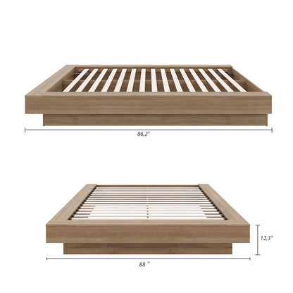 Marconi Platform Bed Frame In Brown Oak