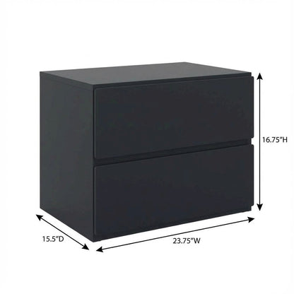 Black Nightstand with 1-Drawer, Folding Door, Modern Design for Bedroom Storage