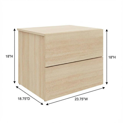 Brown Modern Nightstand, Two Drawers, Sleek Melamine Finish, Contemporary Style