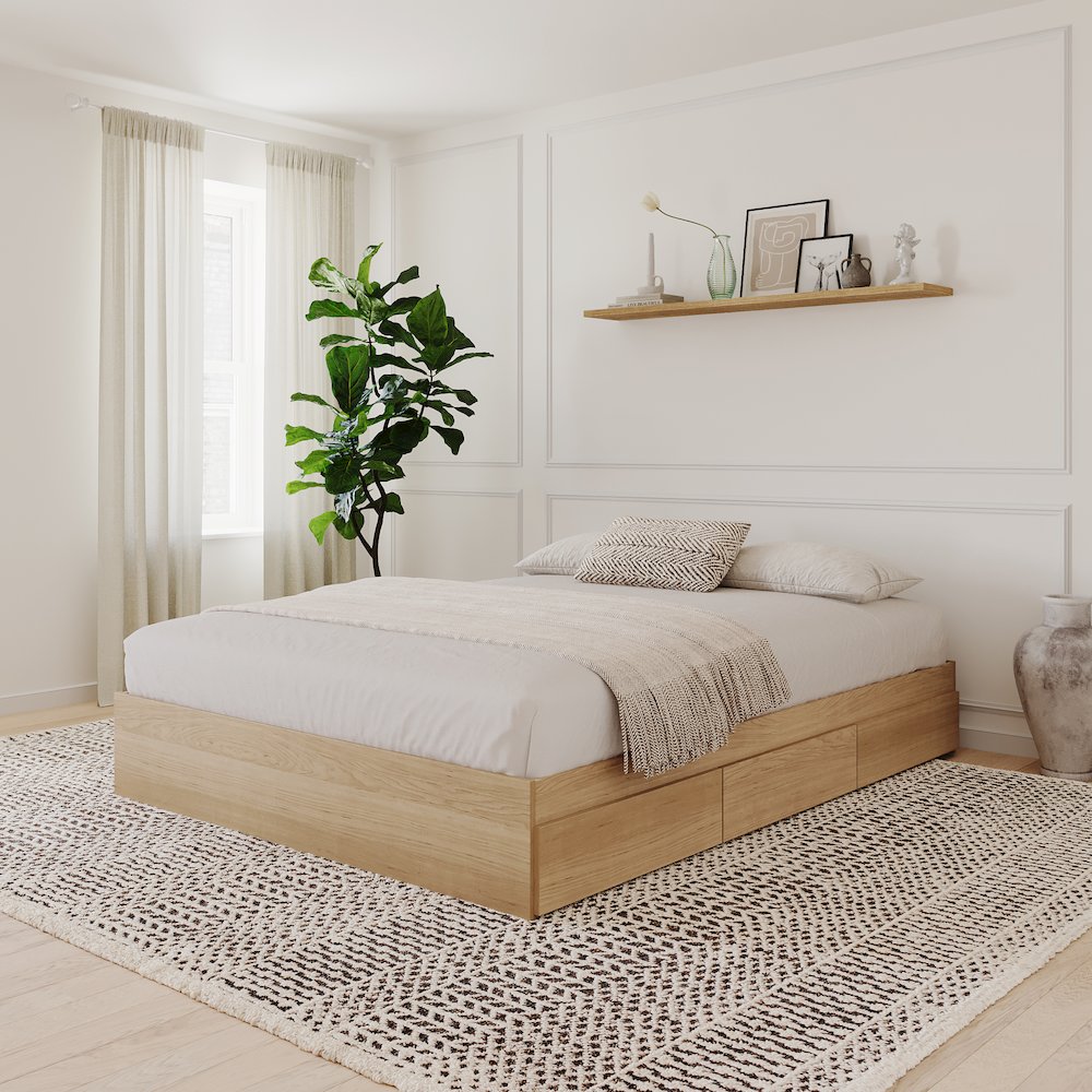 3-Drawer Storage Bed Frame, Full|Natural Maple