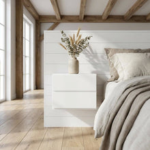 White Nightstand with One Drawer and Folding Door for Modern Bedroom Storage
