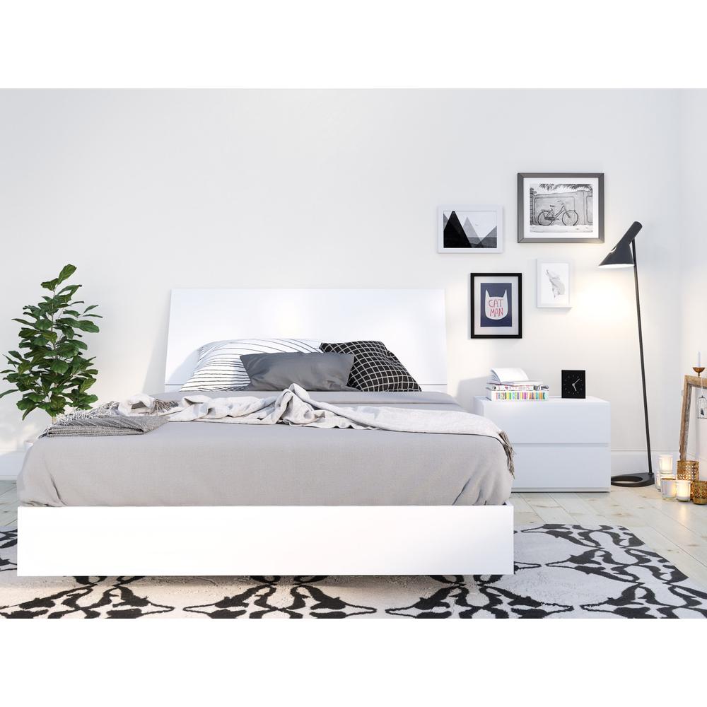 3-Piece Bedroom Set With Bed Frame, Headboard & Nightstand, Full|White