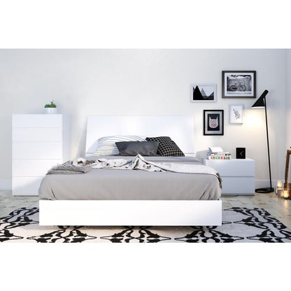 4-Piece Bedroom Set With Bed Frame, Headboard, Nightstand & Dresser, Full|White