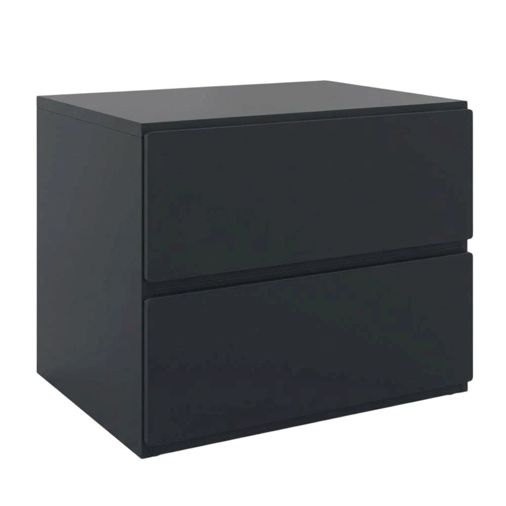 Black Nightstand with 1-Drawer, Folding Door, Modern Design for Bedroom Storage
