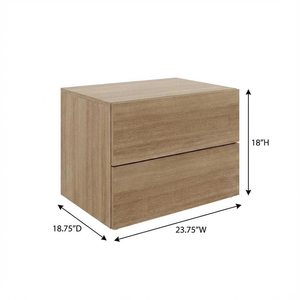 Brown Modern Nightstand with 2 Drawers and Laminated Finish