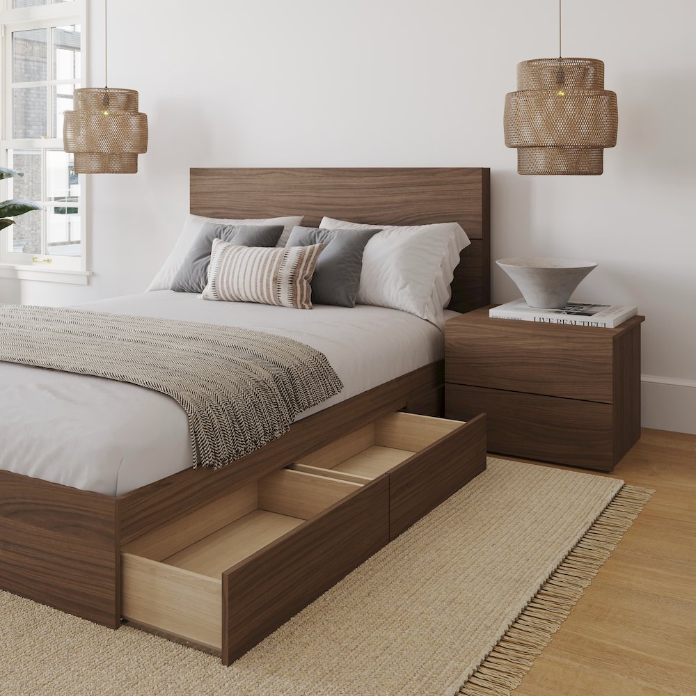 Milo 3-Piece Reversible Storage Bedroom Set,1 Nightstand, Queen